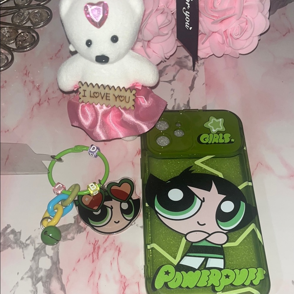 Kawaii Green and Pink Cartoon Phone Case